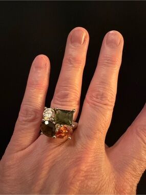 Swarovski Silver-tone Crystal Cocktail Ring